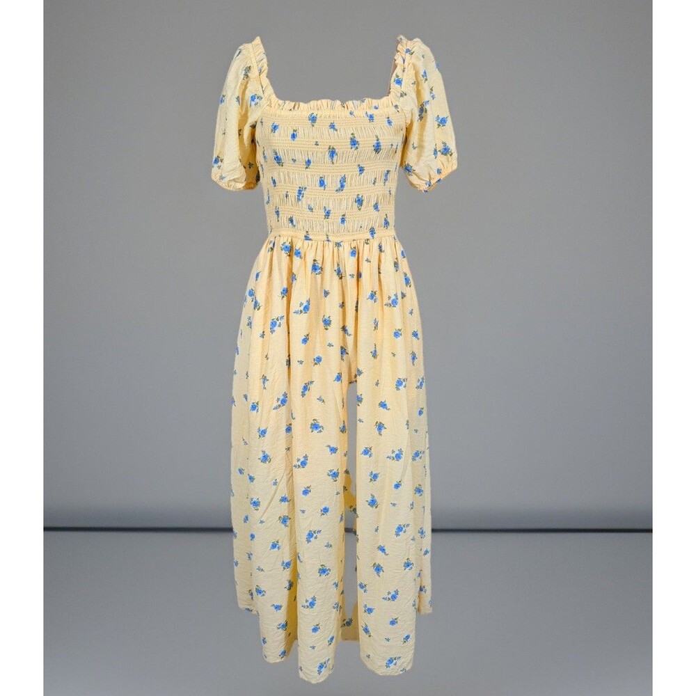 NWT August Sky Floral Cottage Boho Prairie Tradwife Midi Dress Womens Small